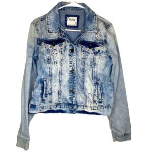 Mudd Acid Washed Distressed Denim Jacket. Size Large. Juniors